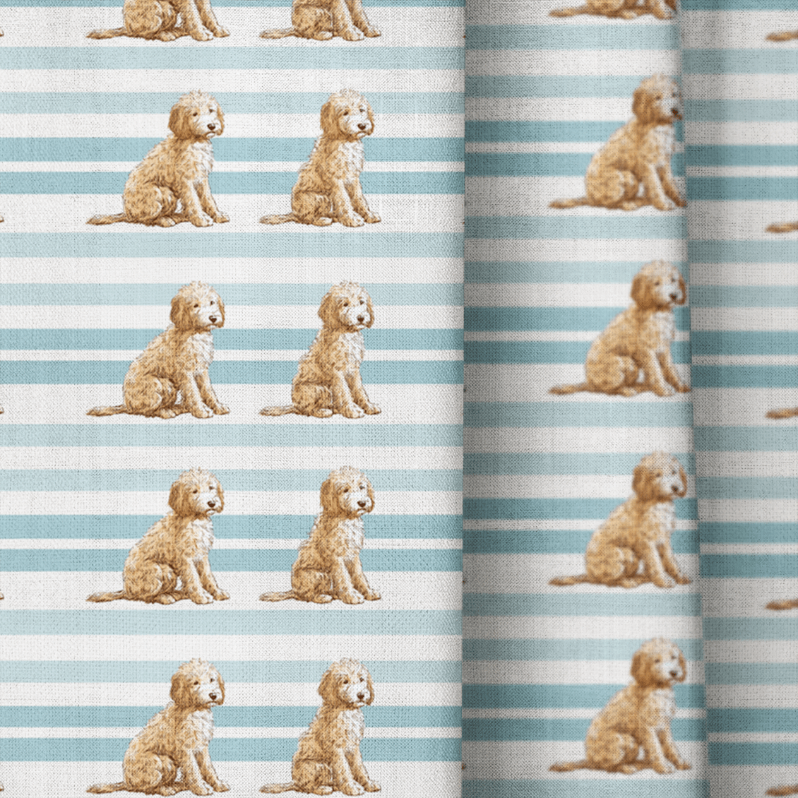 Goldendoodle Stripes - Curtain Panel - The Drapery