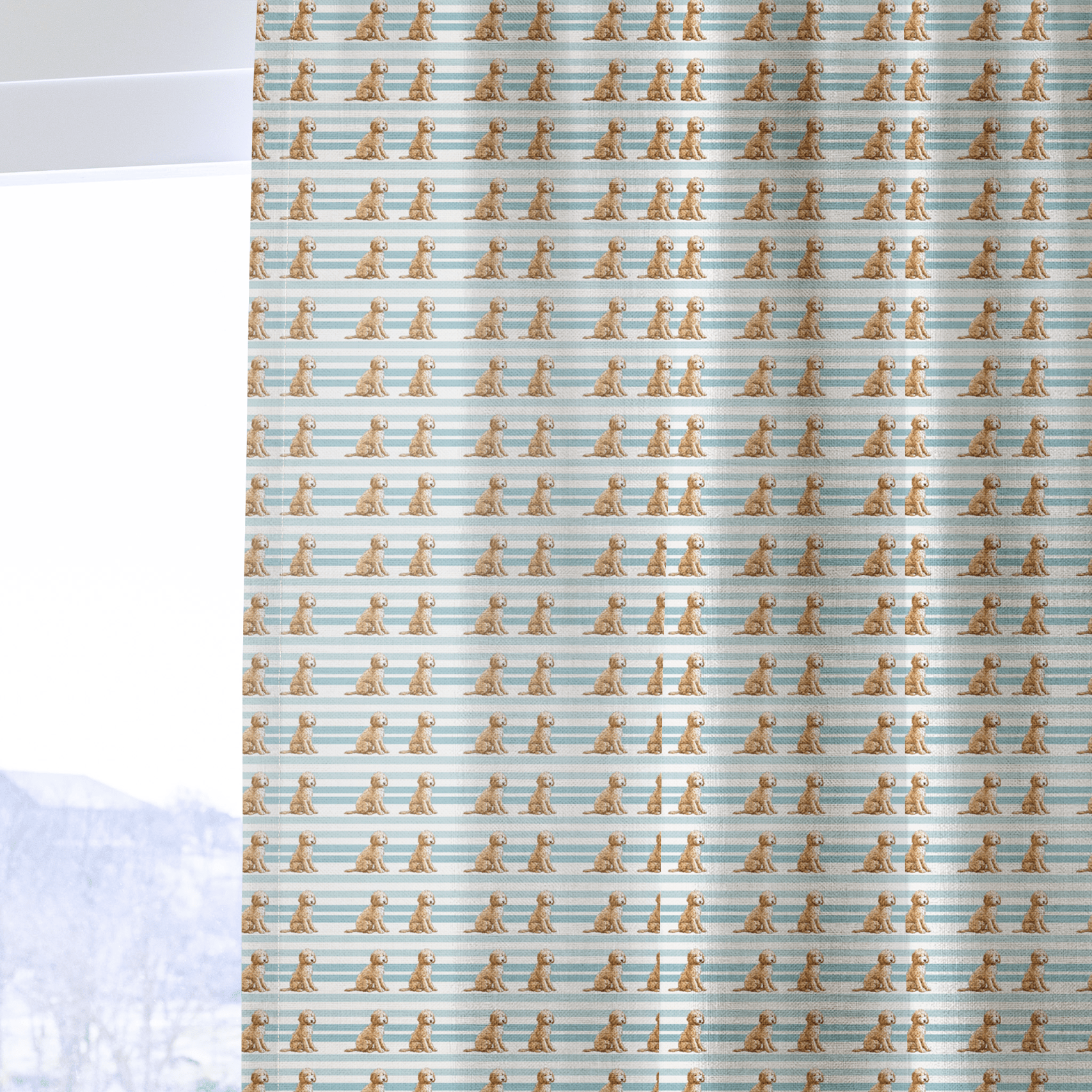 Goldendoodle Stripes - Curtain Panel - The Drapery