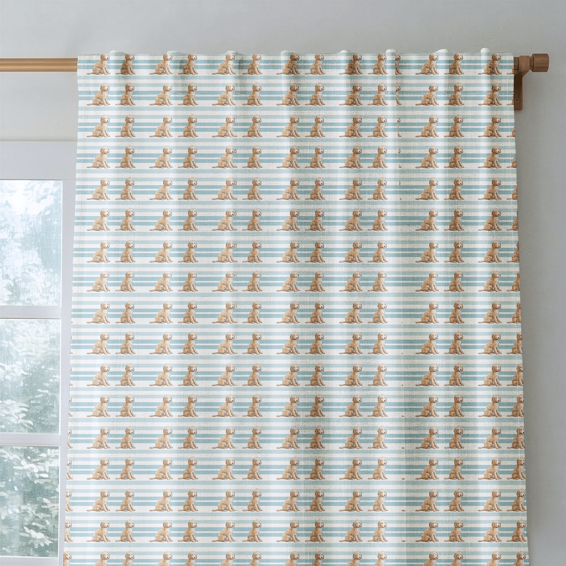 Goldendoodle Stripes - Curtain Panel - The Drapery