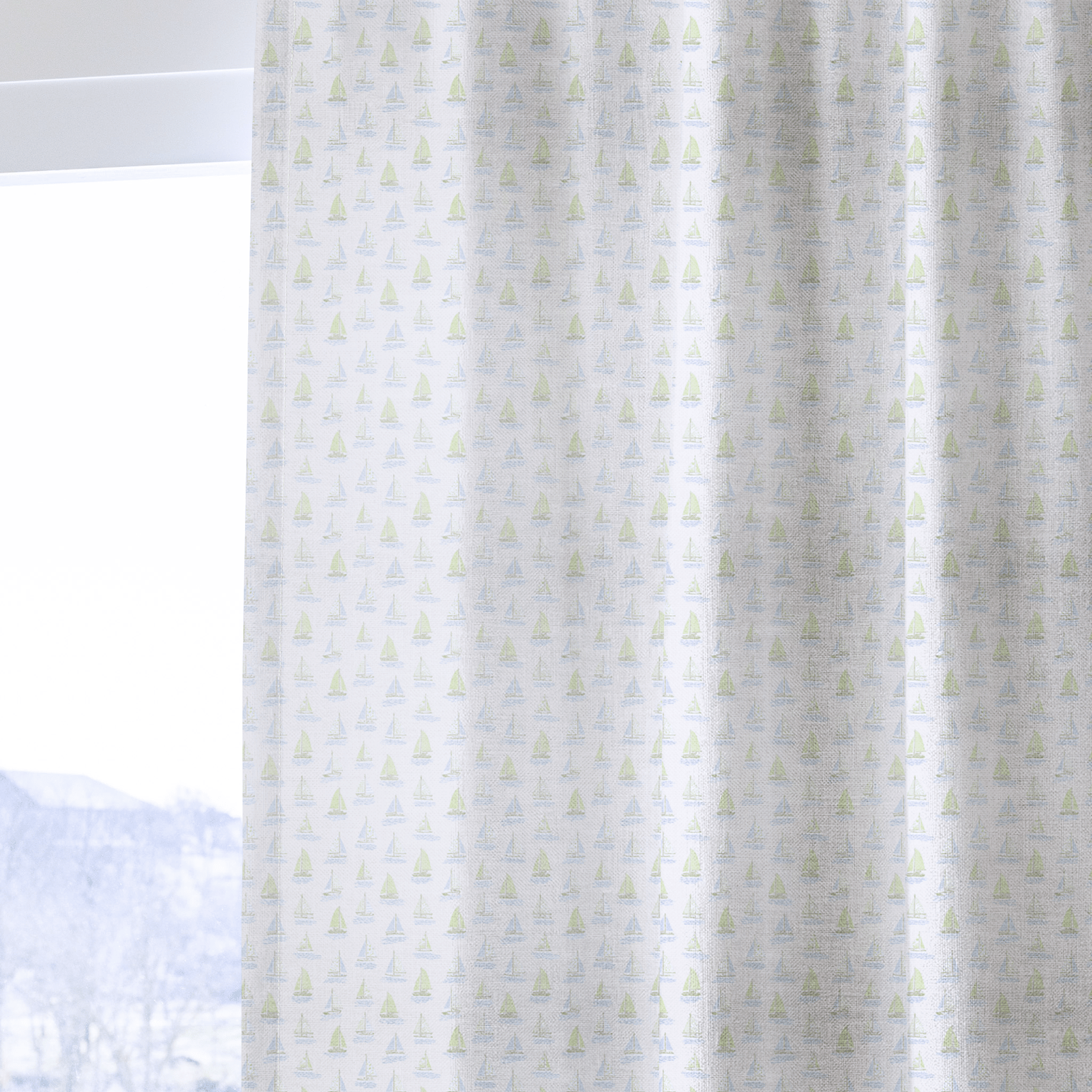 Green Boats - Curtain Panel - The Drapery