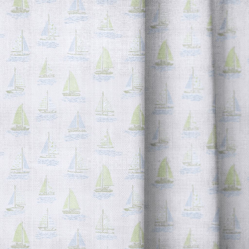 Green Boats - Curtain Panel - The Drapery