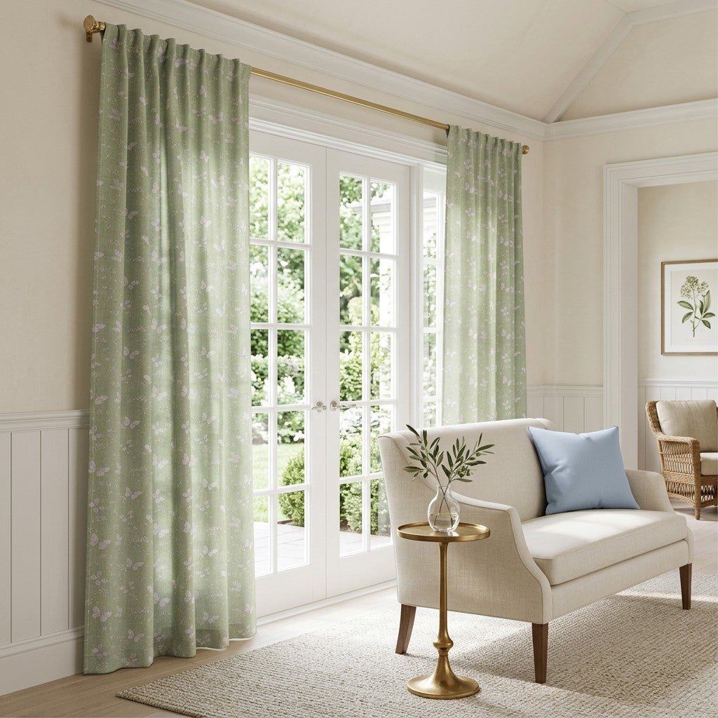 Green Butterfly Gardens - Curtain Panel - The Drapery