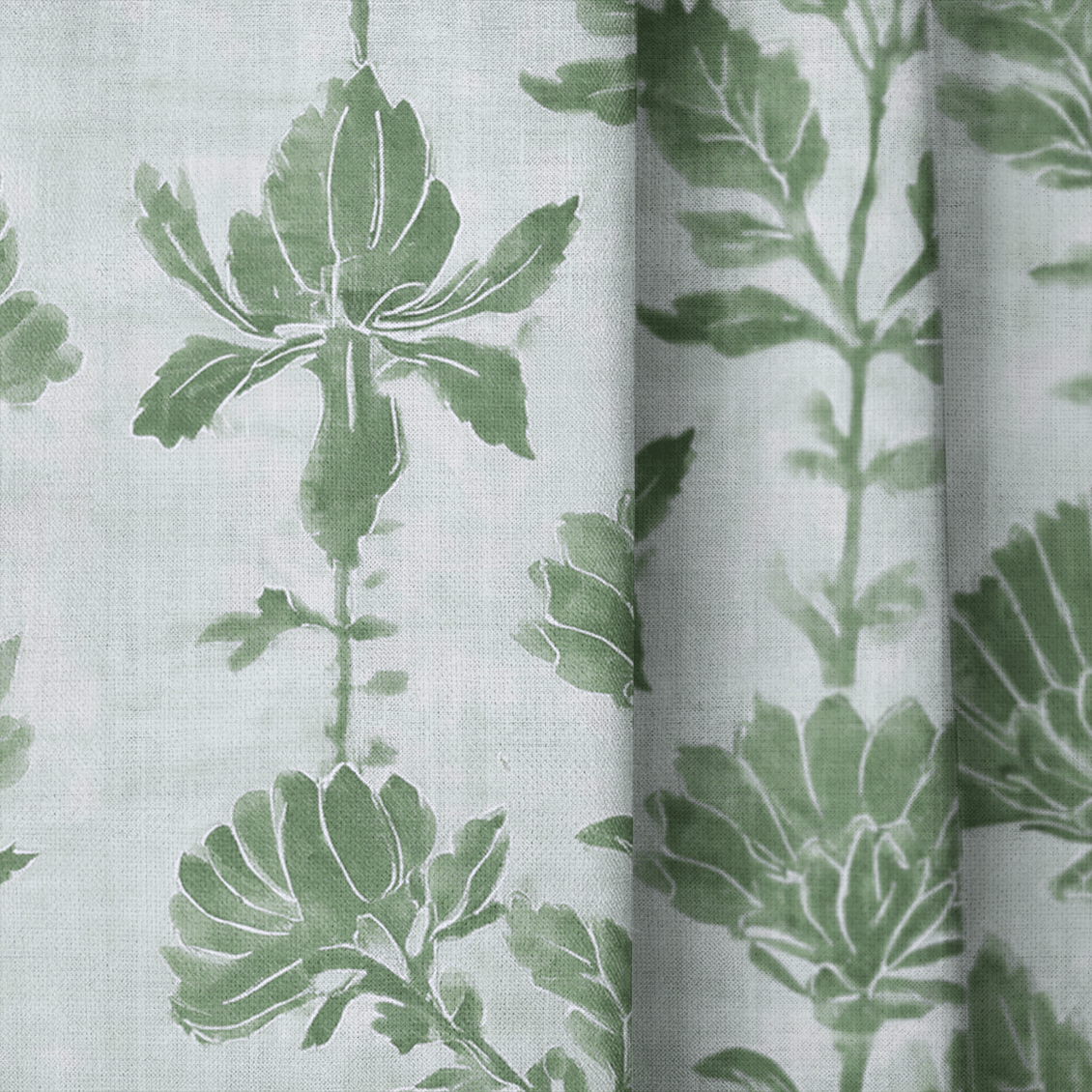 Green Court Florals - Curtain Panel - The Drapery