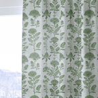 Green Court Florals - Curtain Panel - The Drapery