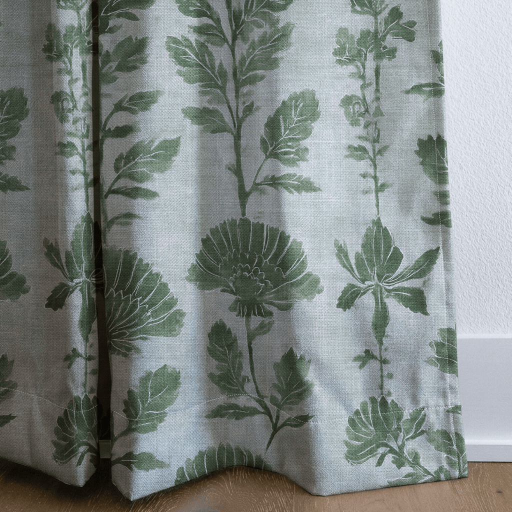 Green Court Florals - Curtain Panel - The Drapery