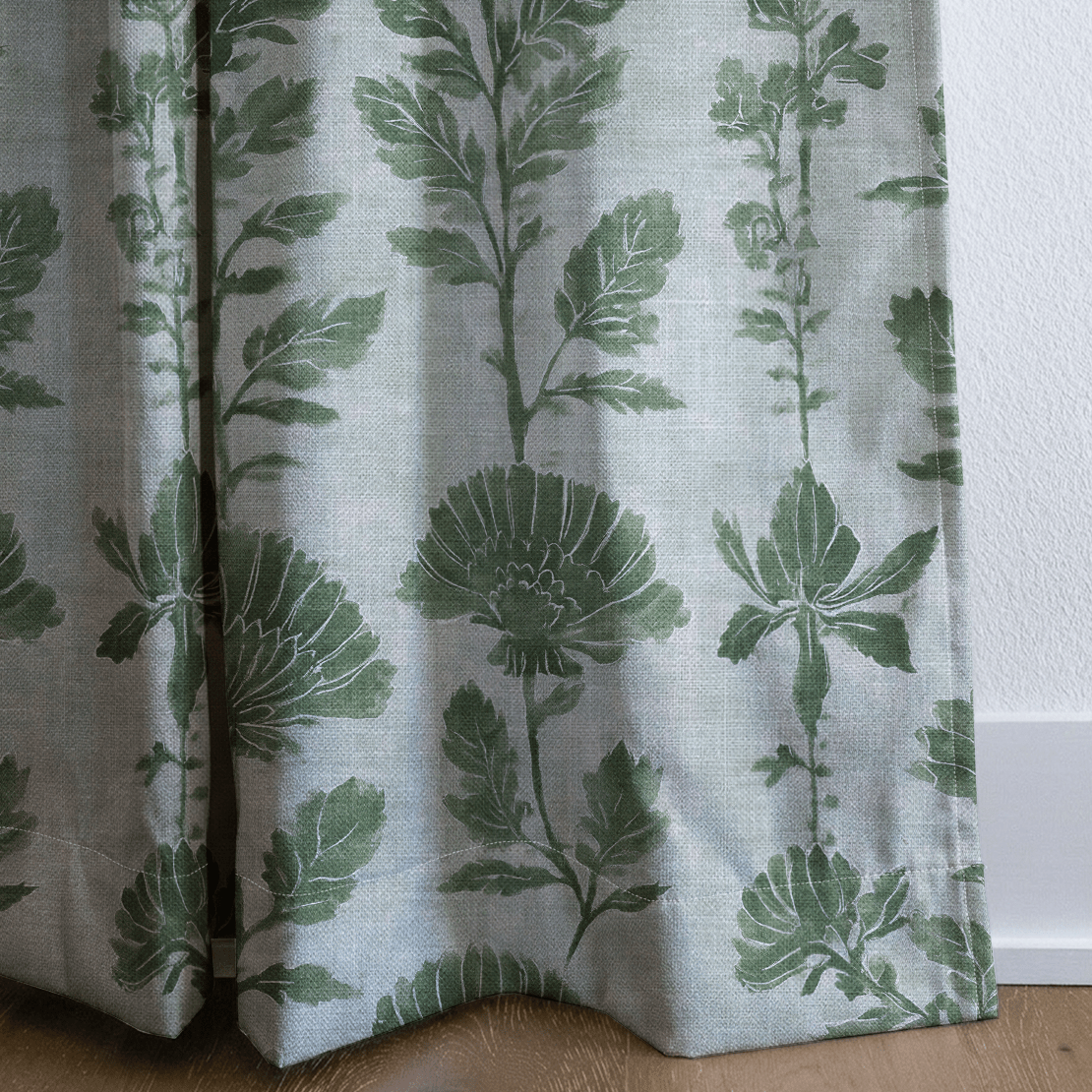 Green Court Florals - Curtain Panel - The Drapery