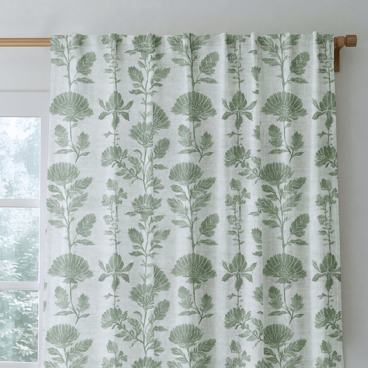 Green Court Florals - Curtain Panel - The Drapery