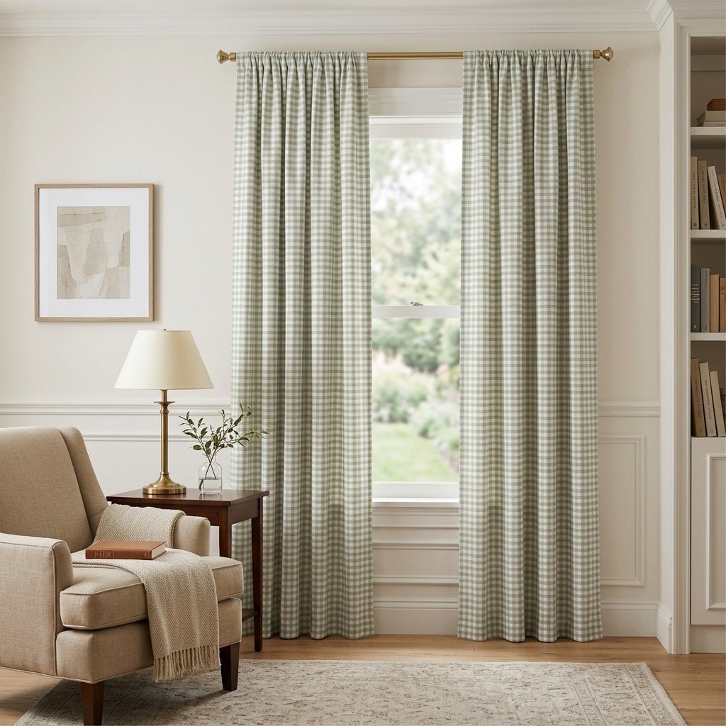 Green Crossed Threads - Curtain Panel - The Drapery