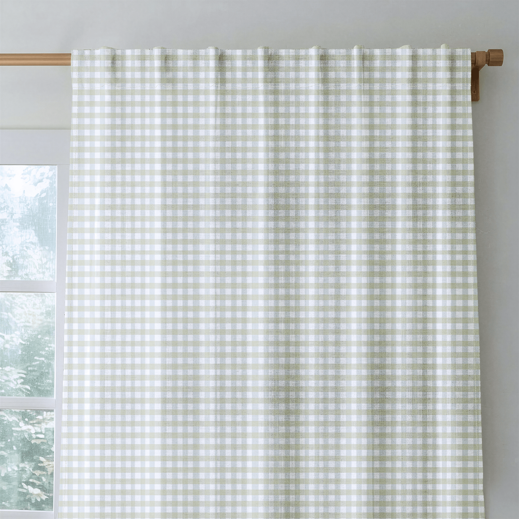 Green Crossed Threads - Curtain Panel - The Drapery