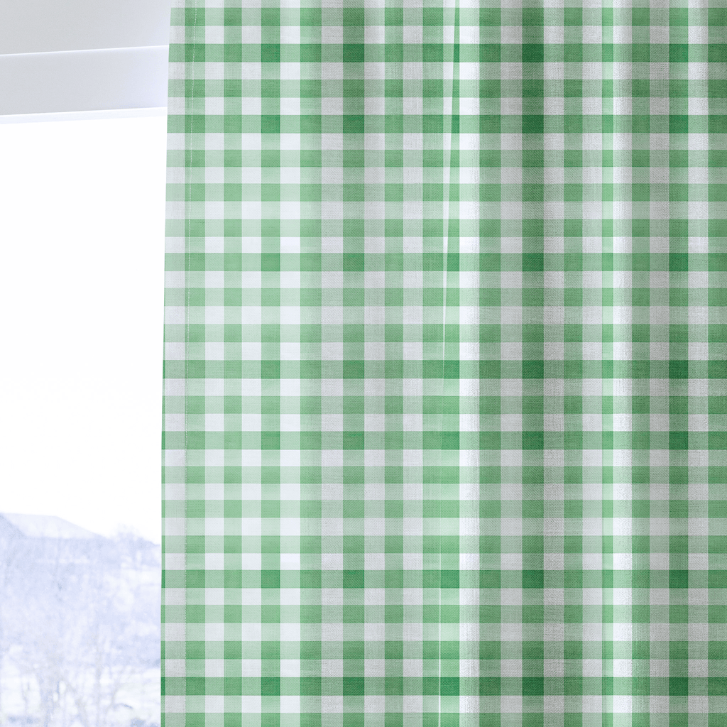Green Gingham - Curtain Panel - The Drapery