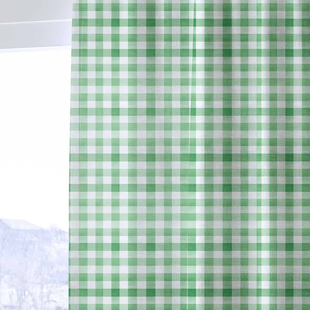 Green Gingham - Curtain Panel - The Drapery