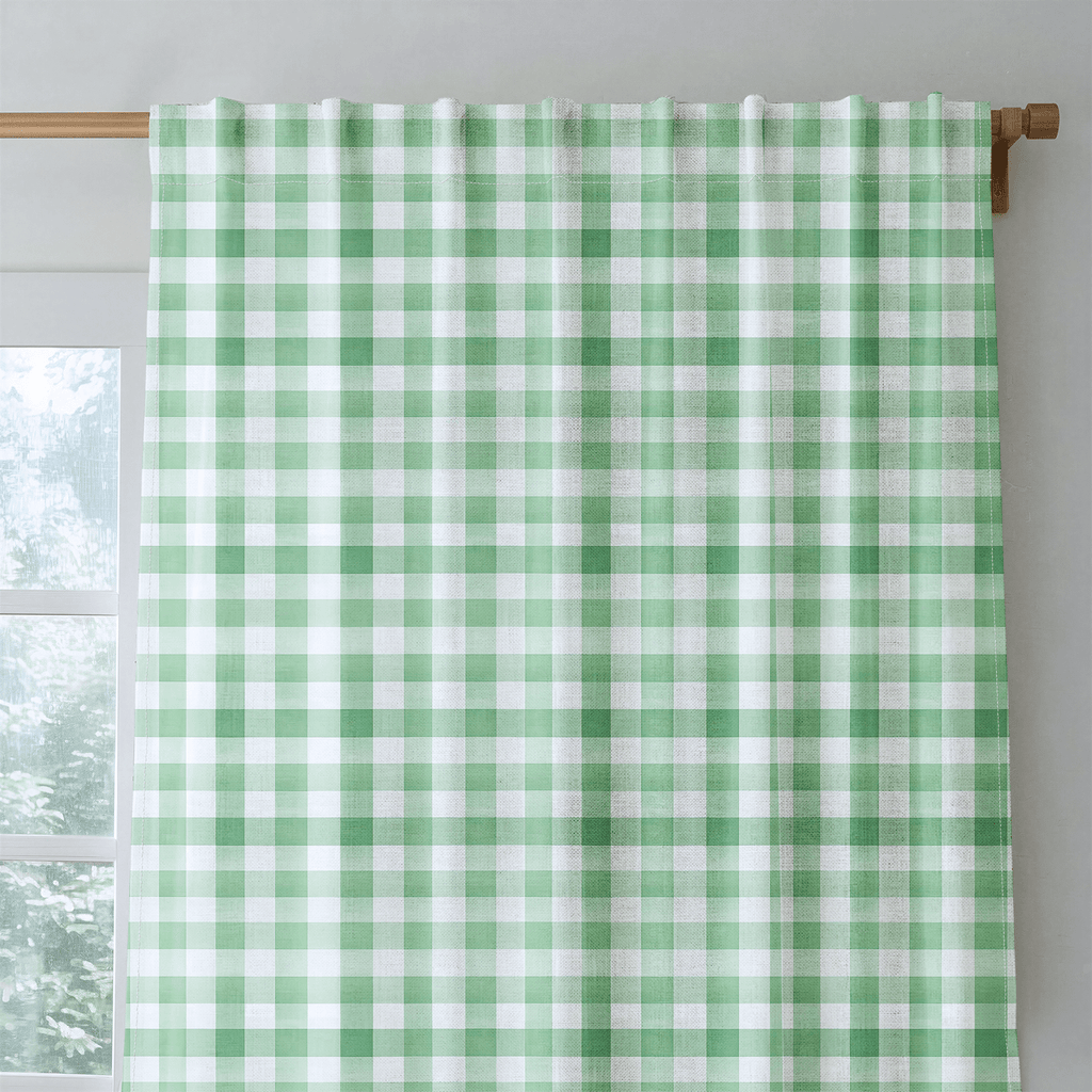 Green Gingham - Curtain Panel - The Drapery