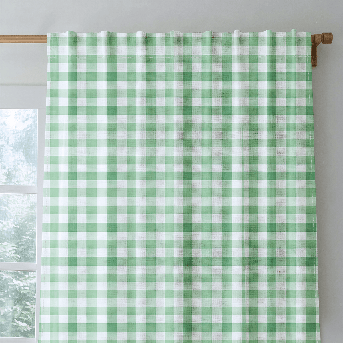 Green Gingham - Curtain Panel - The Drapery