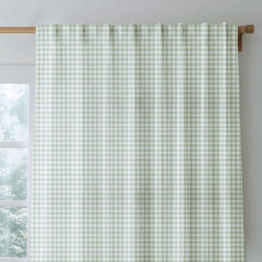 Green Gingham - Curtain Panel - The Drapery