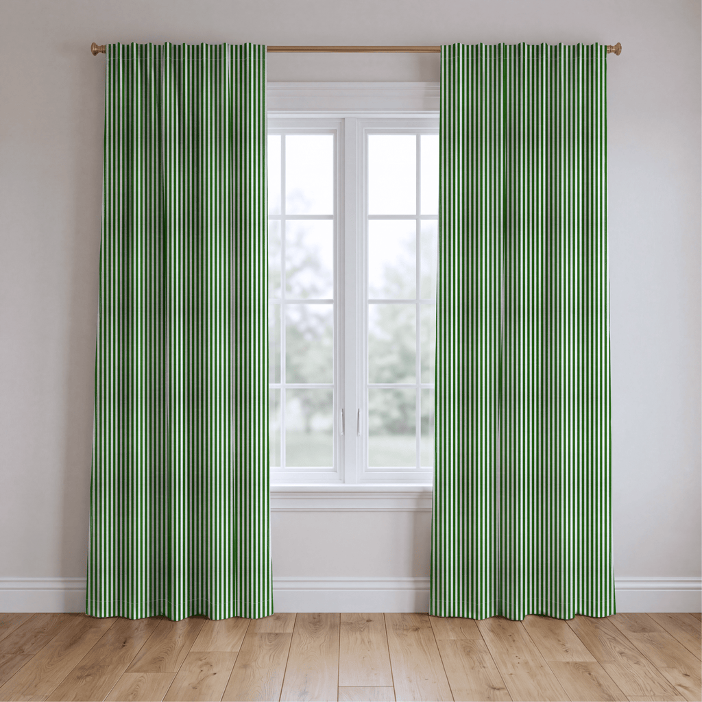 Green Stripe - Curtain Panel - The Drapery