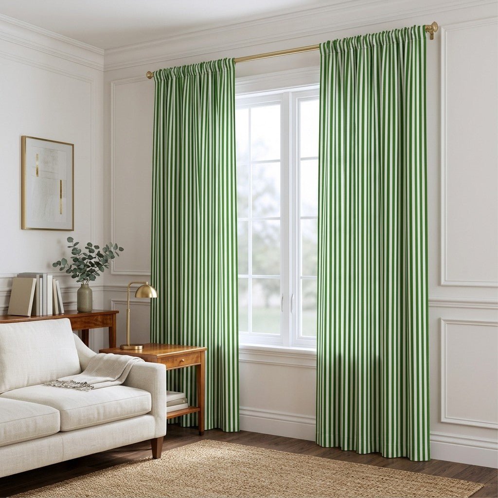 Green Stripe - Curtain Panel - The Drapery