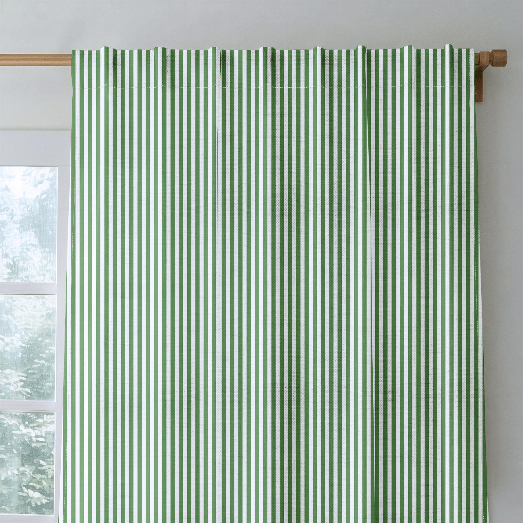 Green Stripe - Curtain Panel - The Drapery