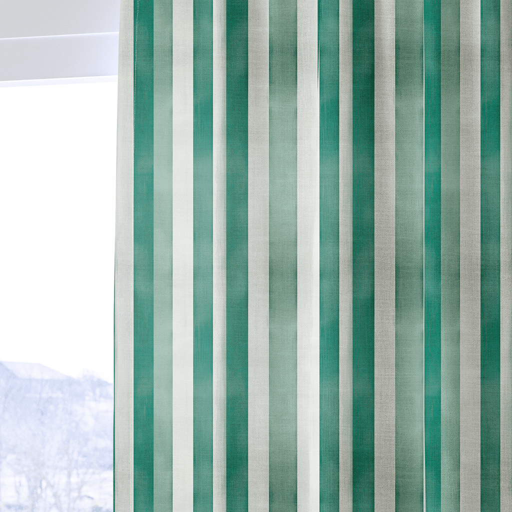 Green Watercolor Striped - Curtain Panel - The Drapery