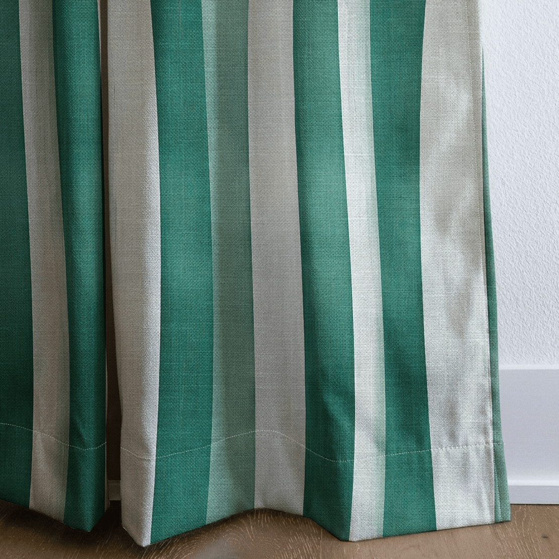 Green Watercolor Striped - Curtain Panel - The Drapery