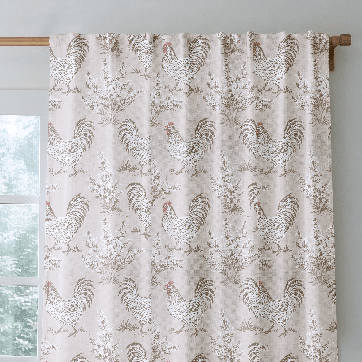 Henrietta Rooster Toile - Curtain Panel - The Drapery