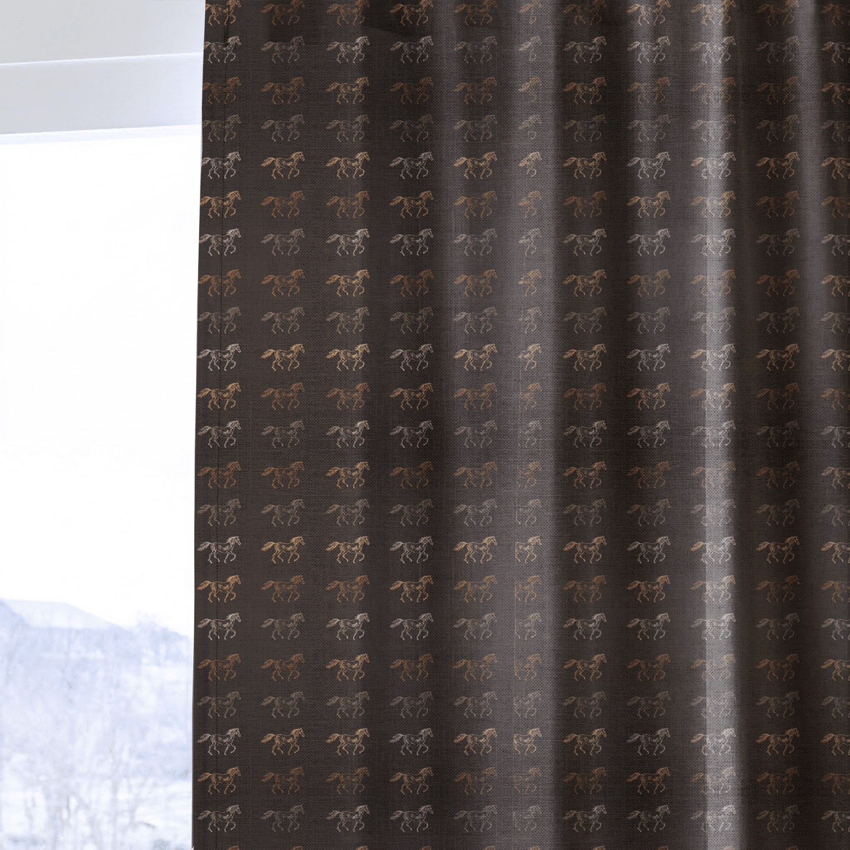 Horse Sketch - Curtain Panel - The Drapery