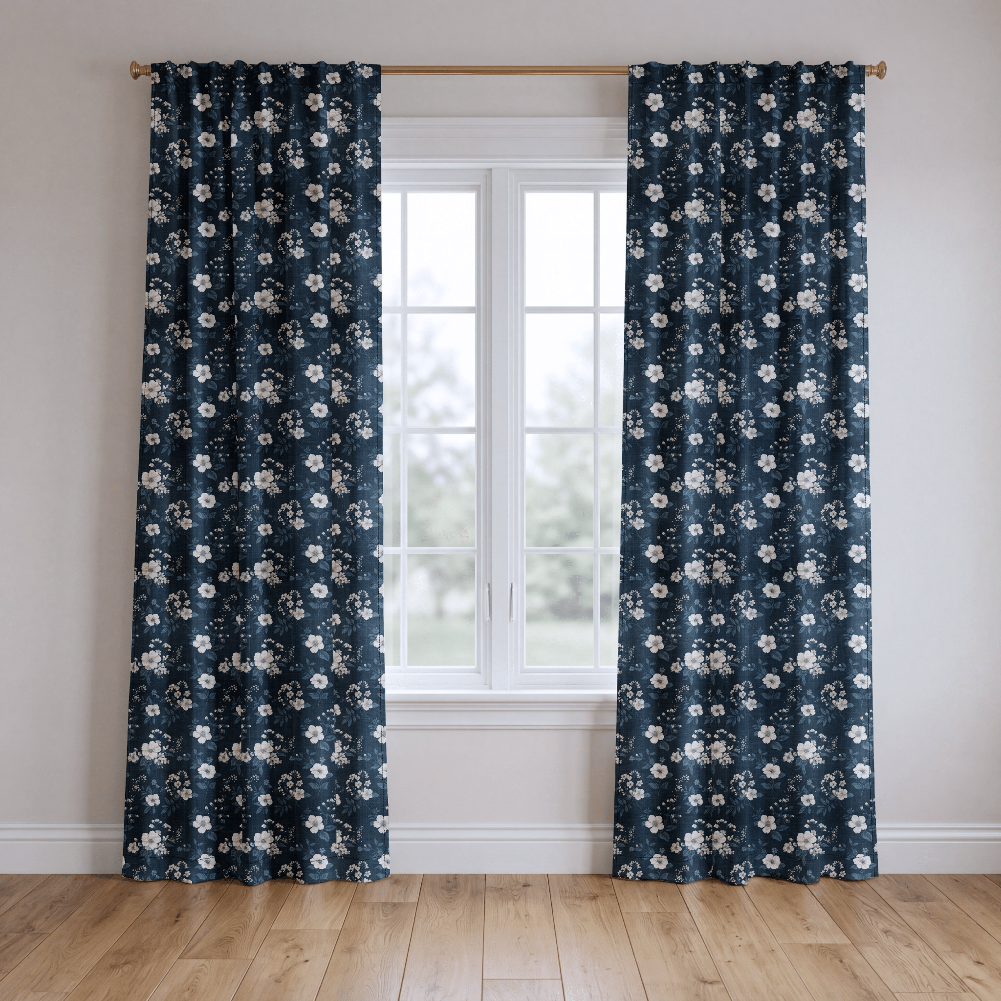 Indigo Blossom - Curtain Panel - The Drapery