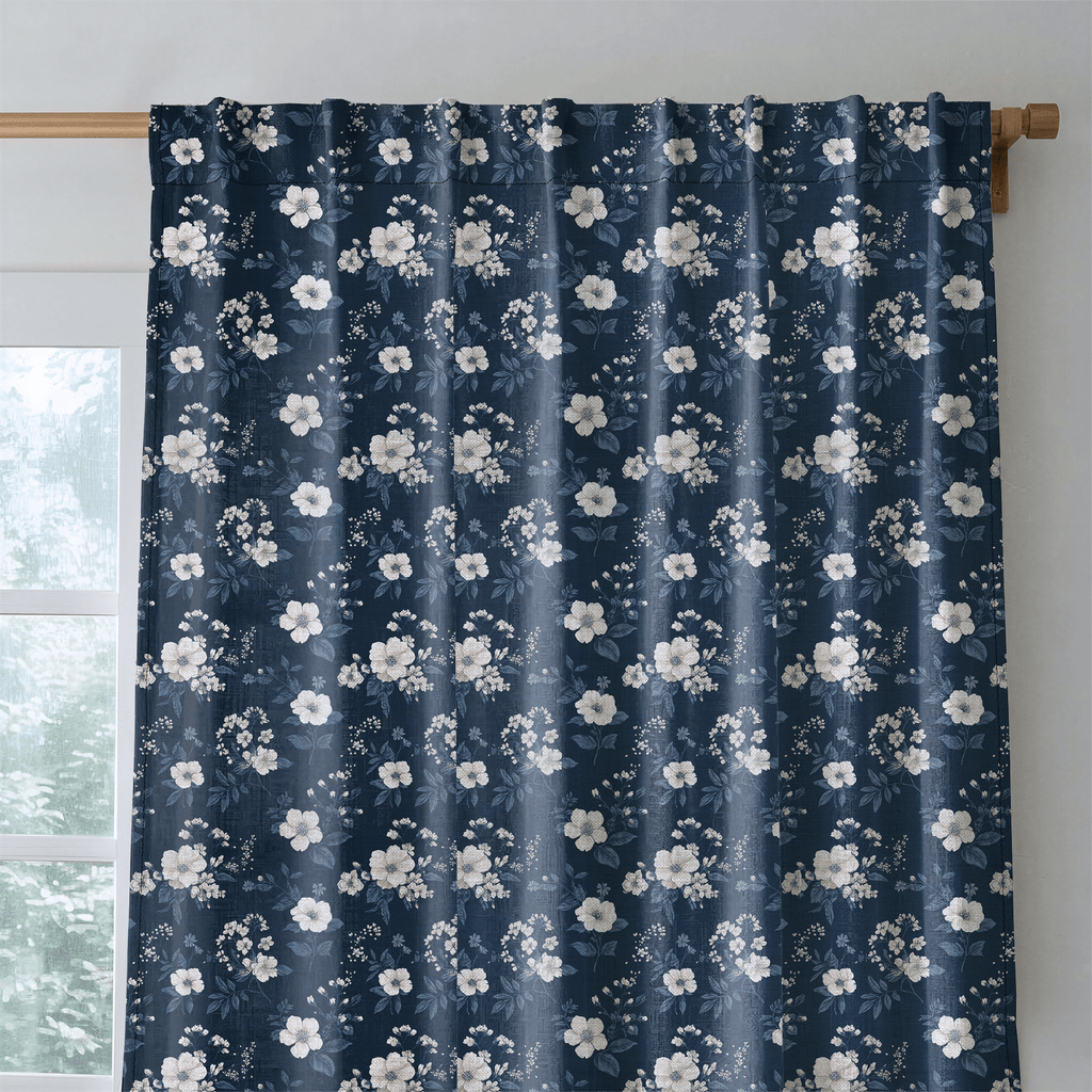 Indigo Blossom - Curtain Panel - The Drapery