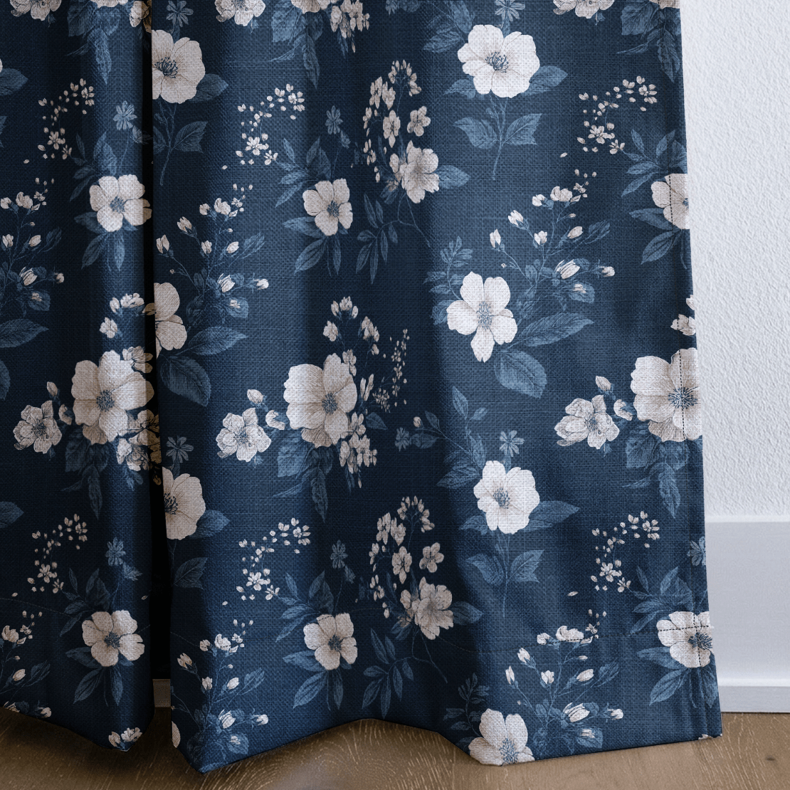 Indigo Blossom - Curtain Panel - The Drapery