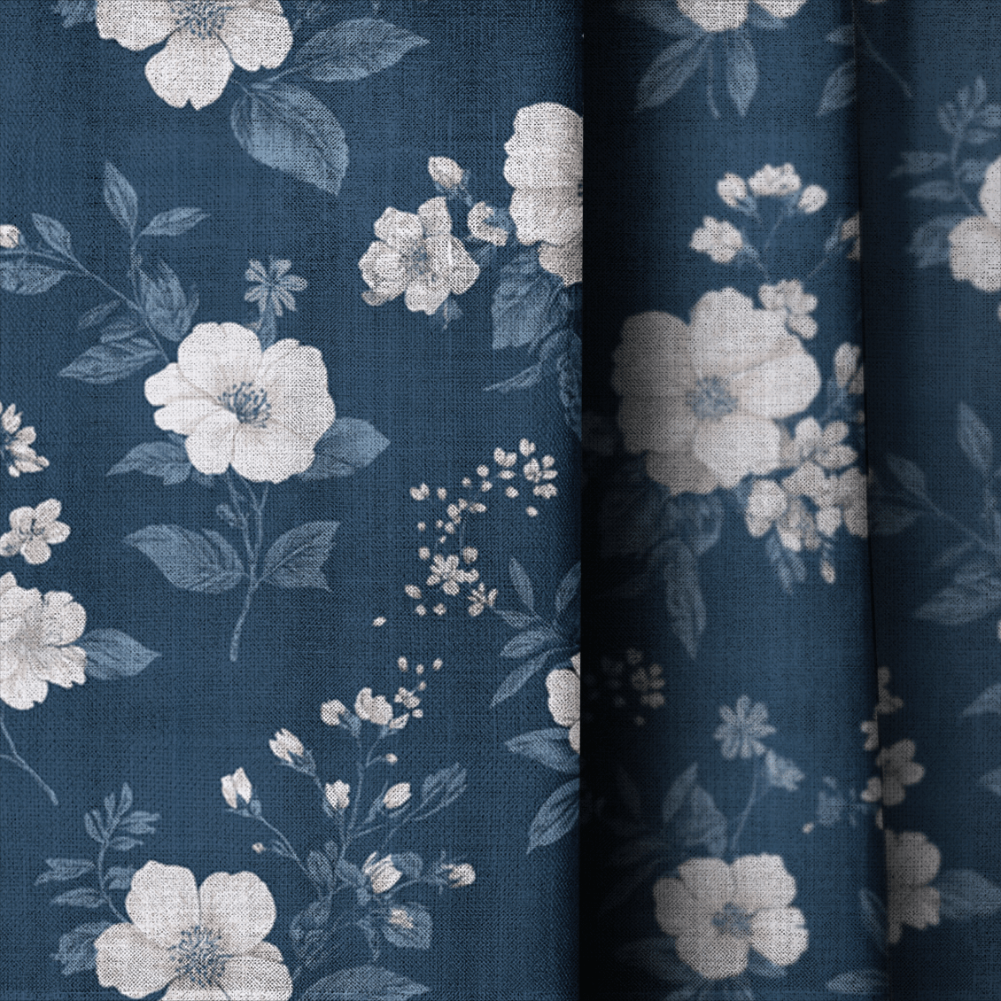 Indigo Blossom - Curtain Panel - The Drapery