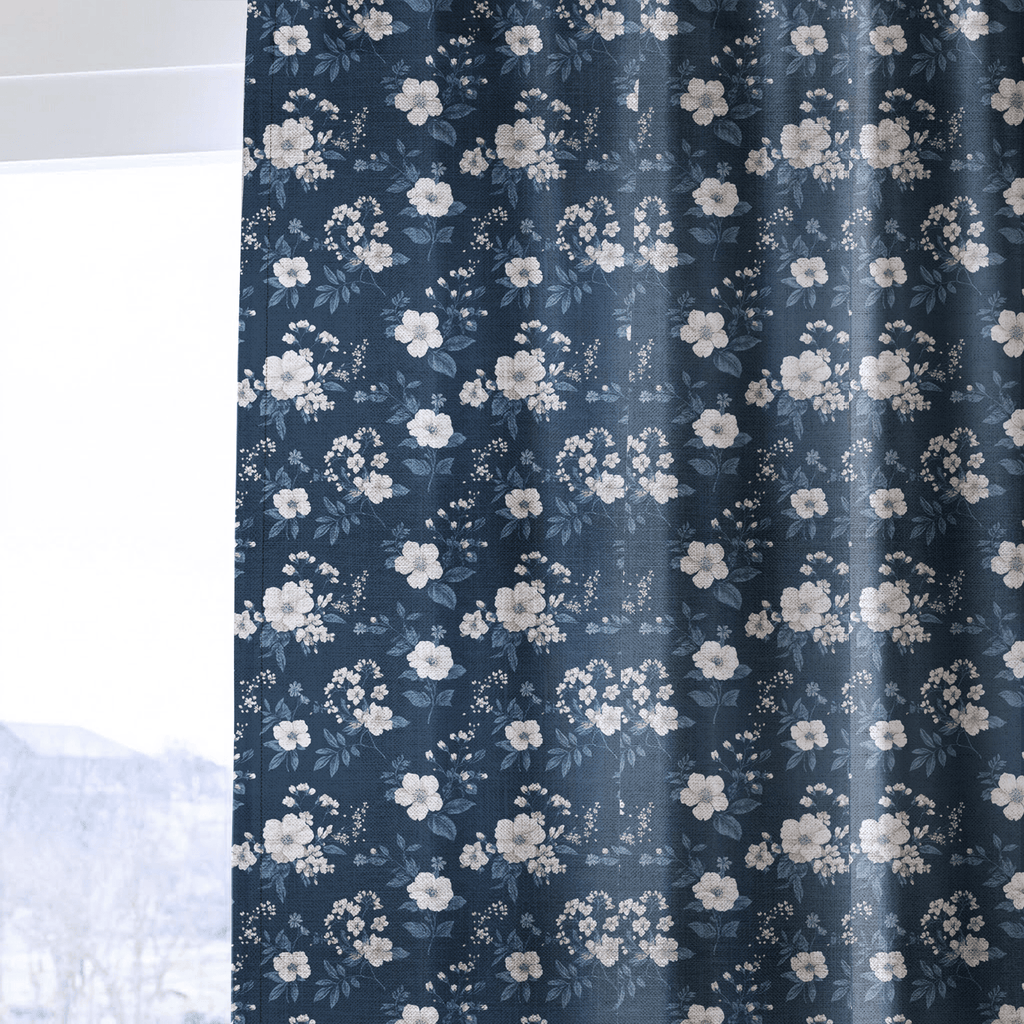 Indigo Blossom - Curtain Panel - The Drapery