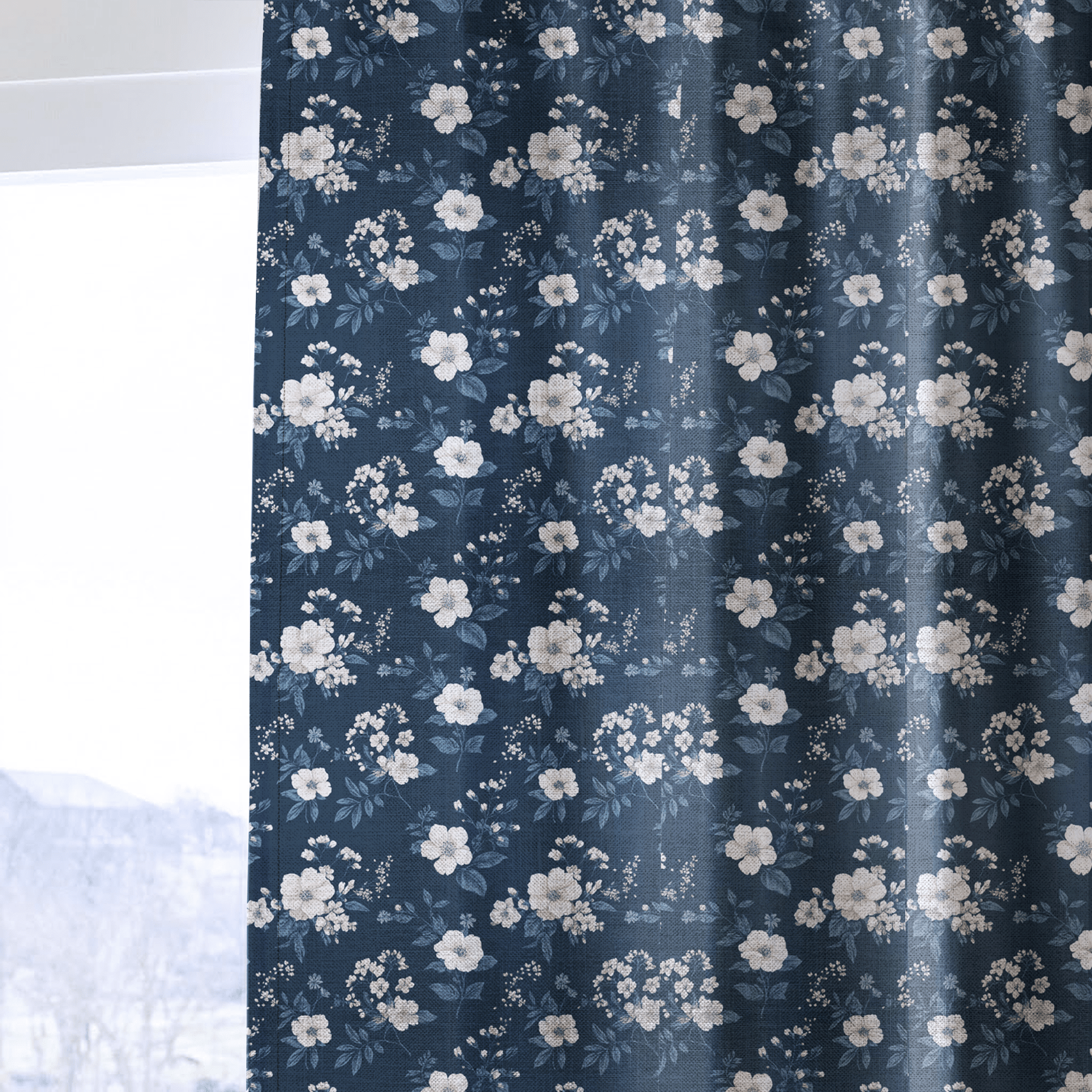 Indigo Blossom - Curtain Panel - The Drapery