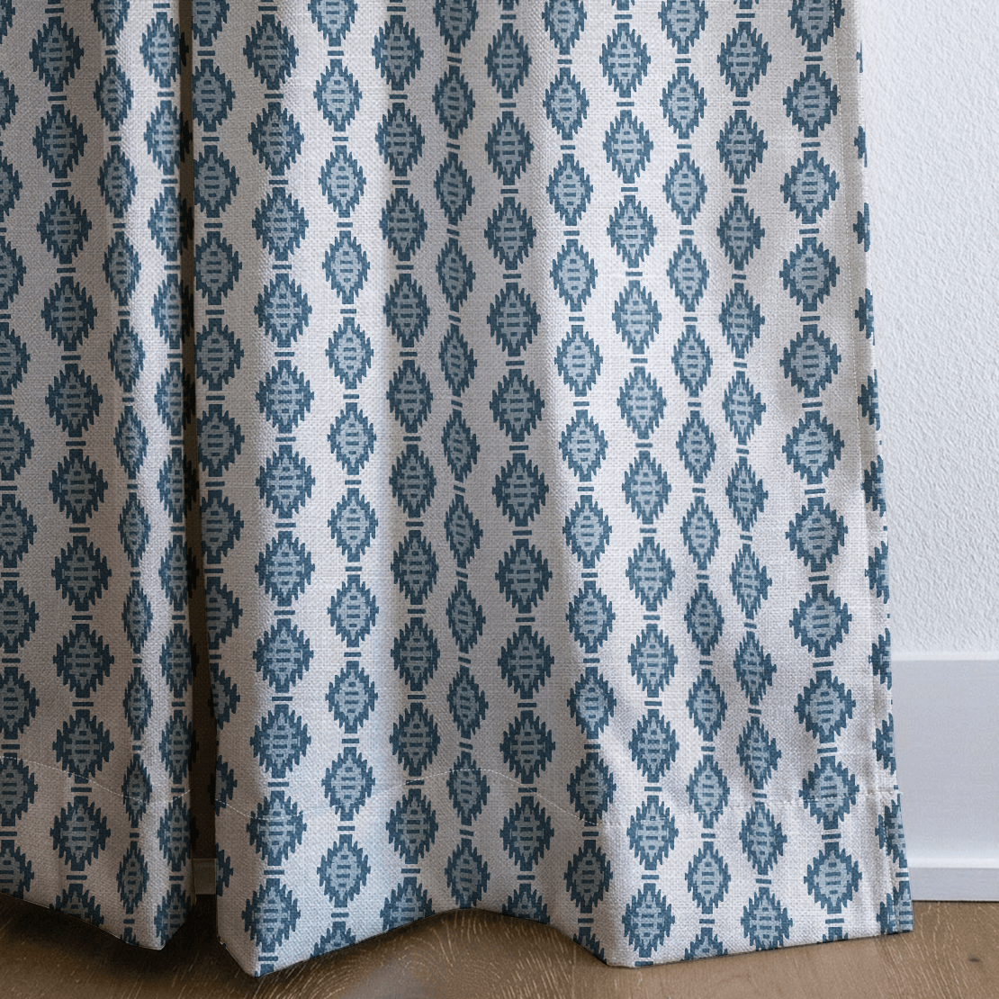 Indigo Ikat Diamond - Curtain Panel - The Drapery