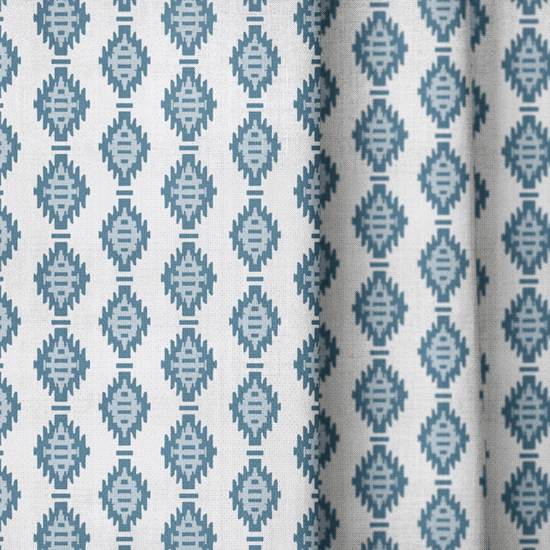 Indigo Ikat Diamond - Curtain Panel - The Drapery
