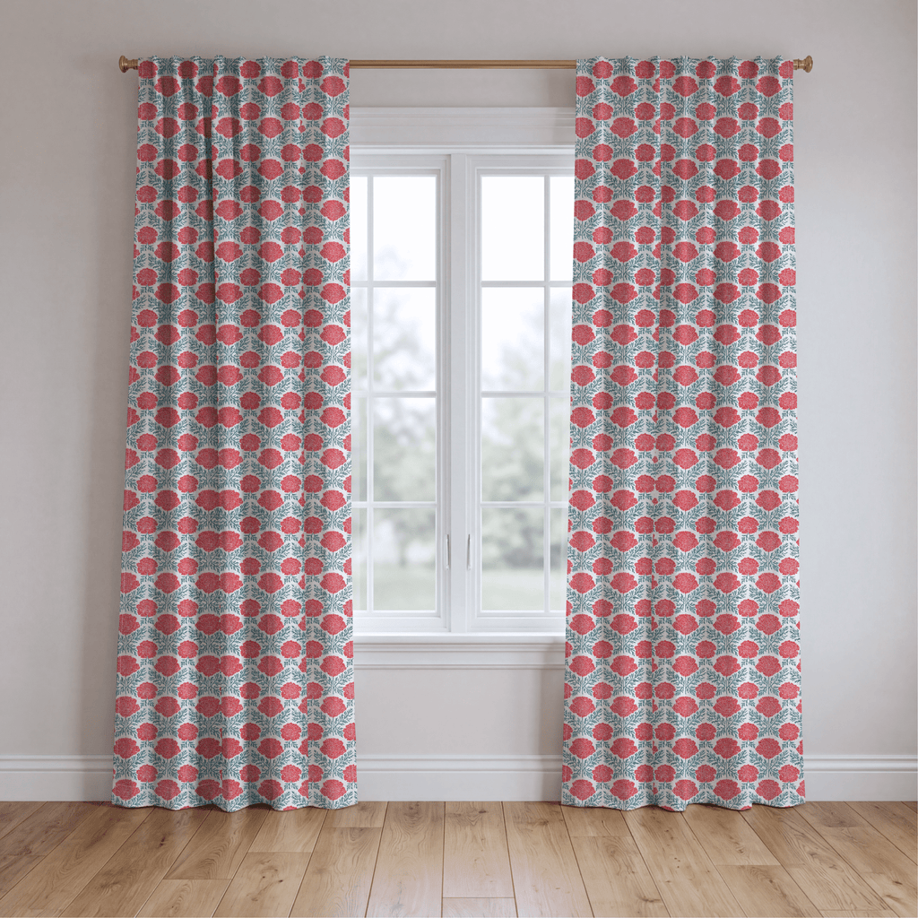 Irma Red - Curtain Panel - The Drapery