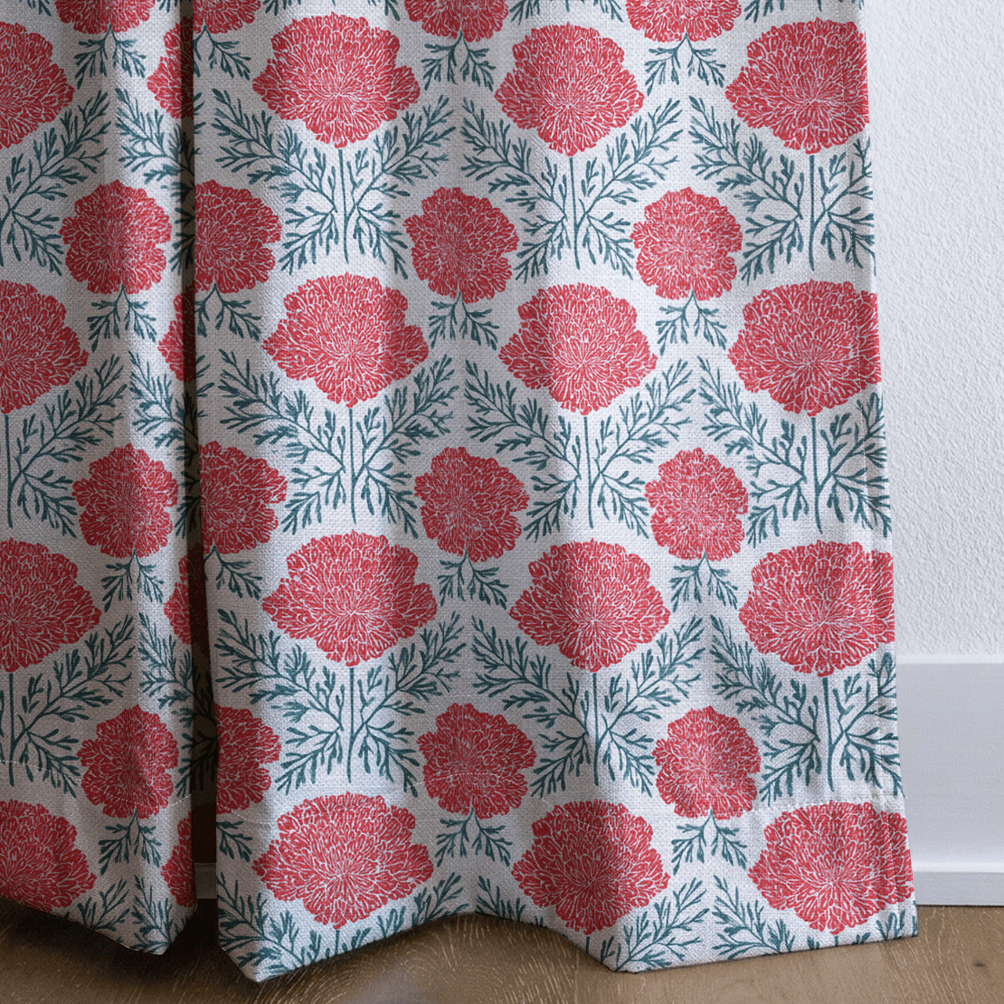 Irma Red - Curtain Panel - The Drapery