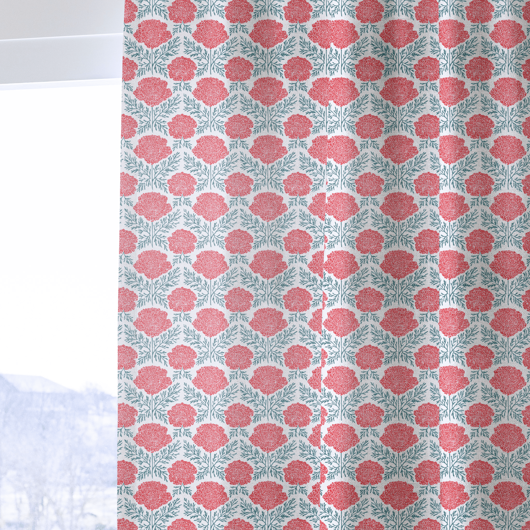 Irma Red - Curtain Panel - The Drapery
