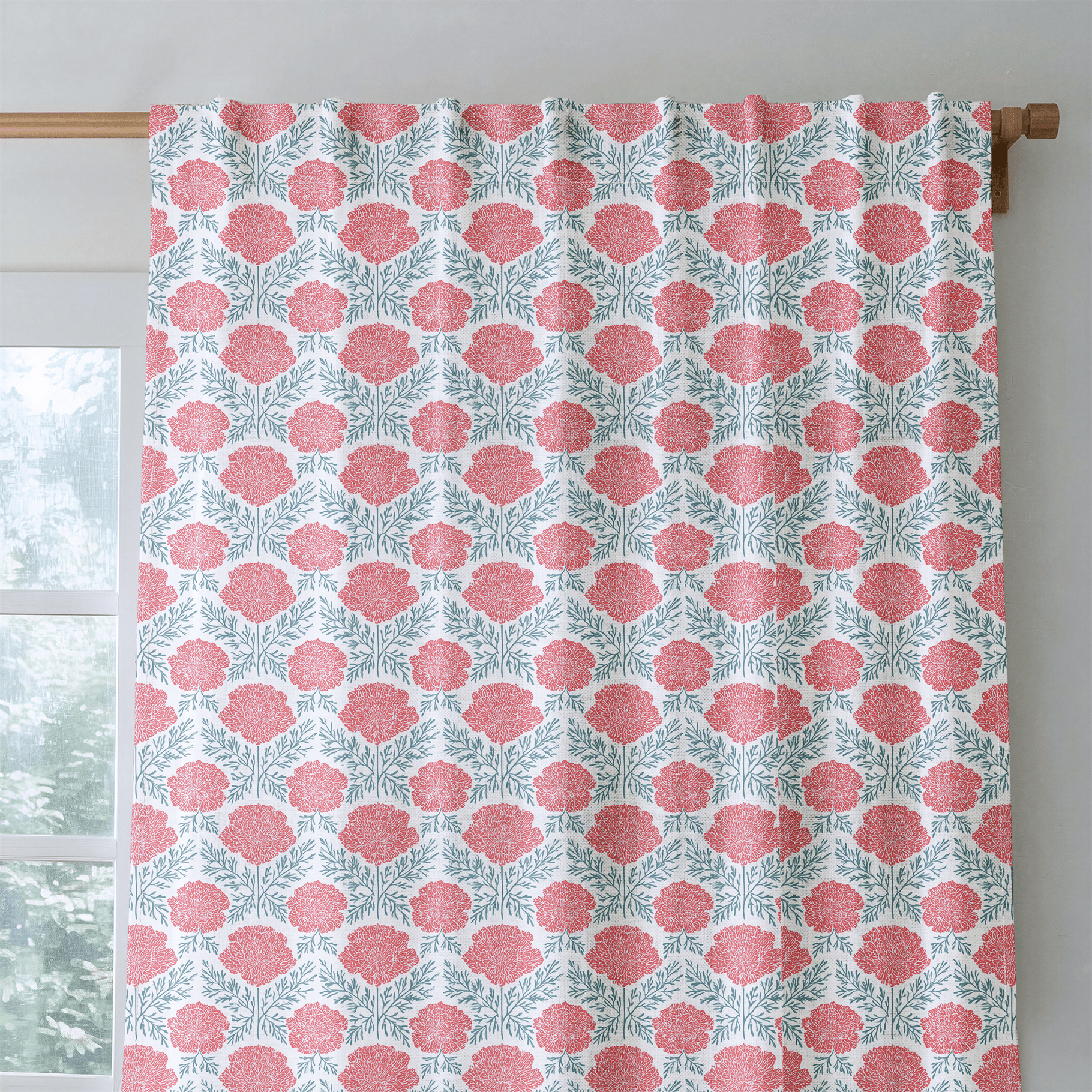 Irma Red - Curtain Panel - The Drapery