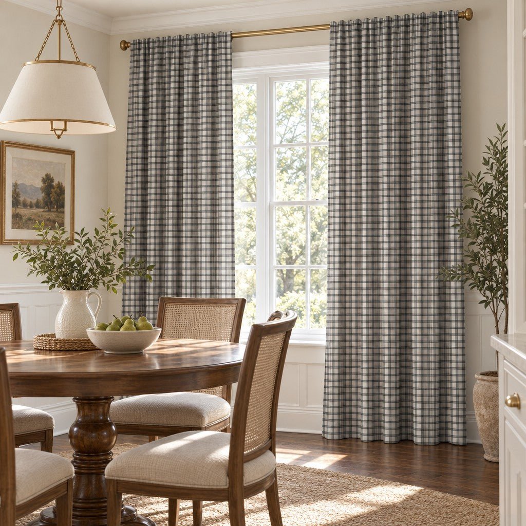 Ivory Windowpane - Curtain Panel - The Drapery