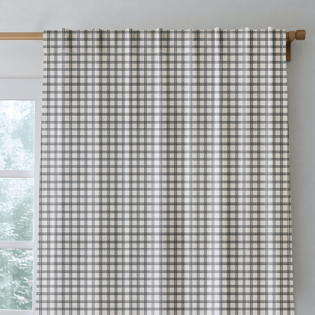 Ivory Windowpane - Curtain Panel - The Drapery