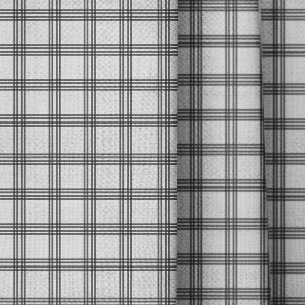 Ivory Windowpane - Curtain Panel - The Drapery