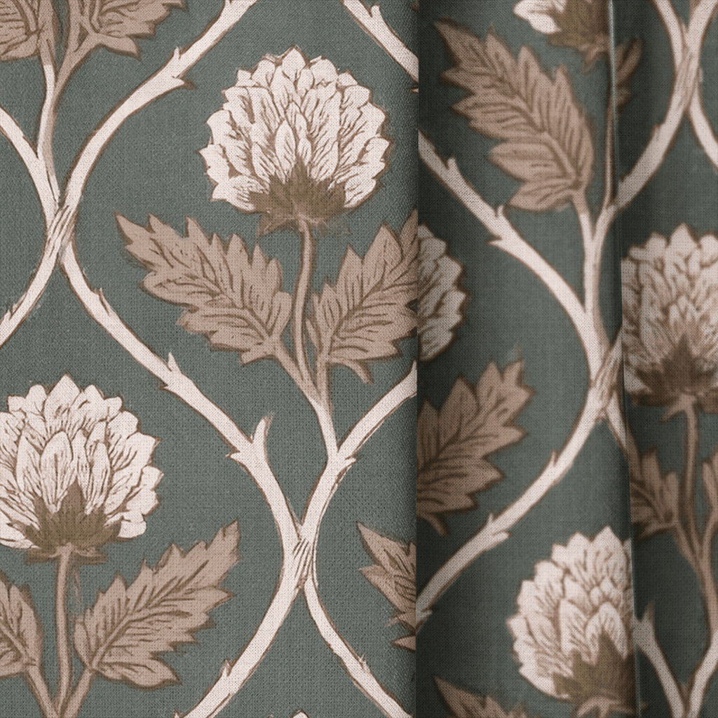 Josephine Ogee Floral - Curtain Panel - The Drapery