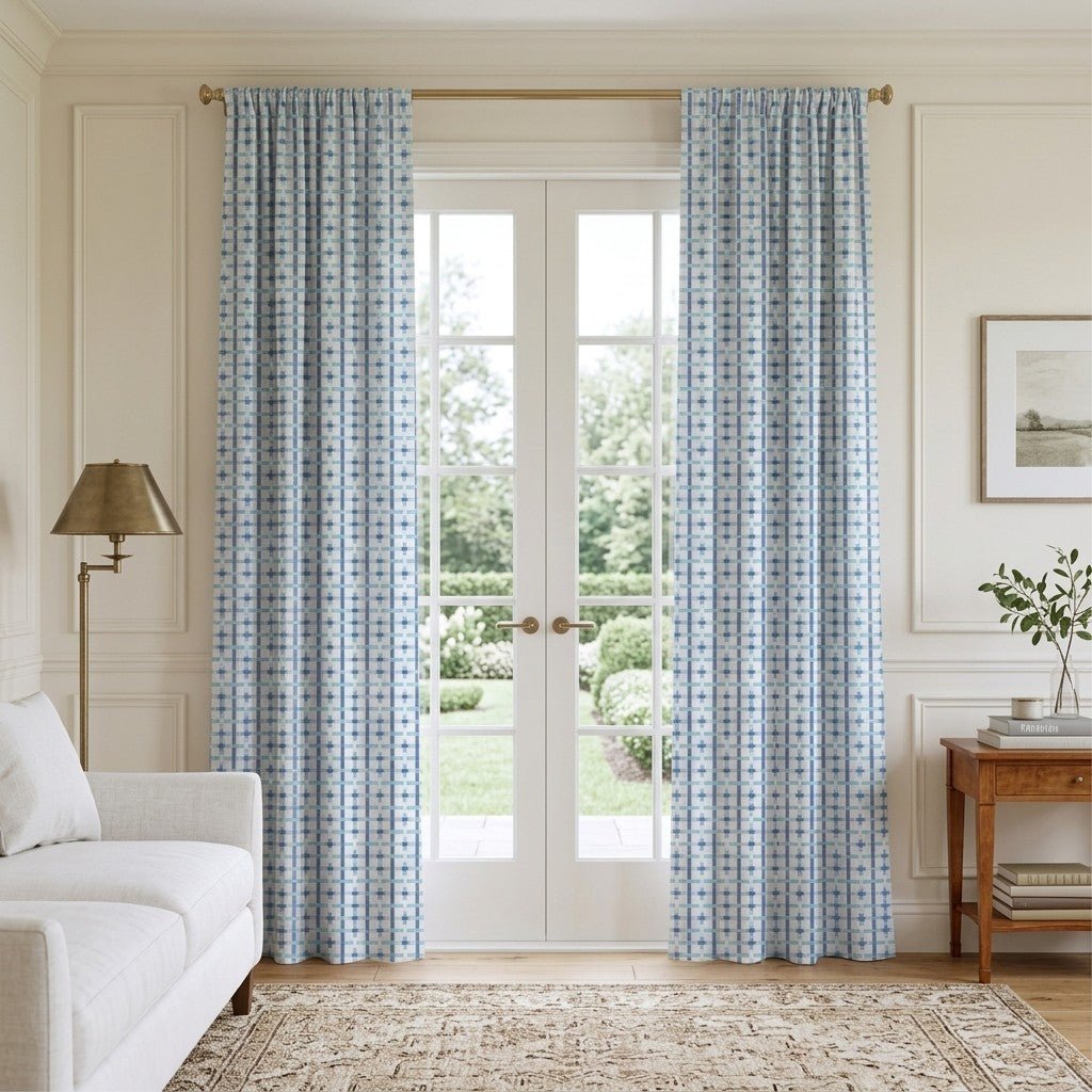 Kamden Blue - Curtain Panel - The Drapery