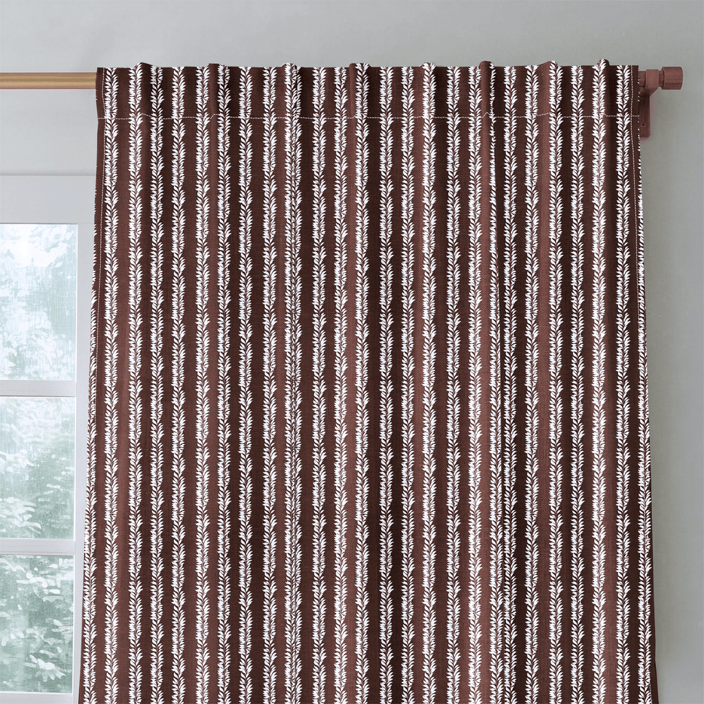Leaf By Leaf - Chocolate - Curtain Panel - The Drapery