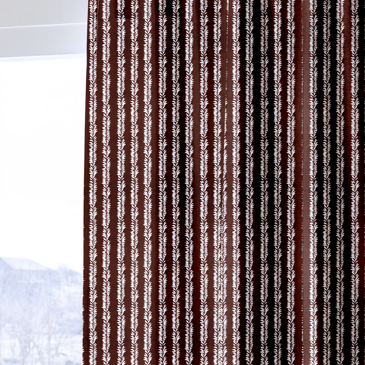 Leaf By Leaf - Chocolate - Curtain Panel - The Drapery