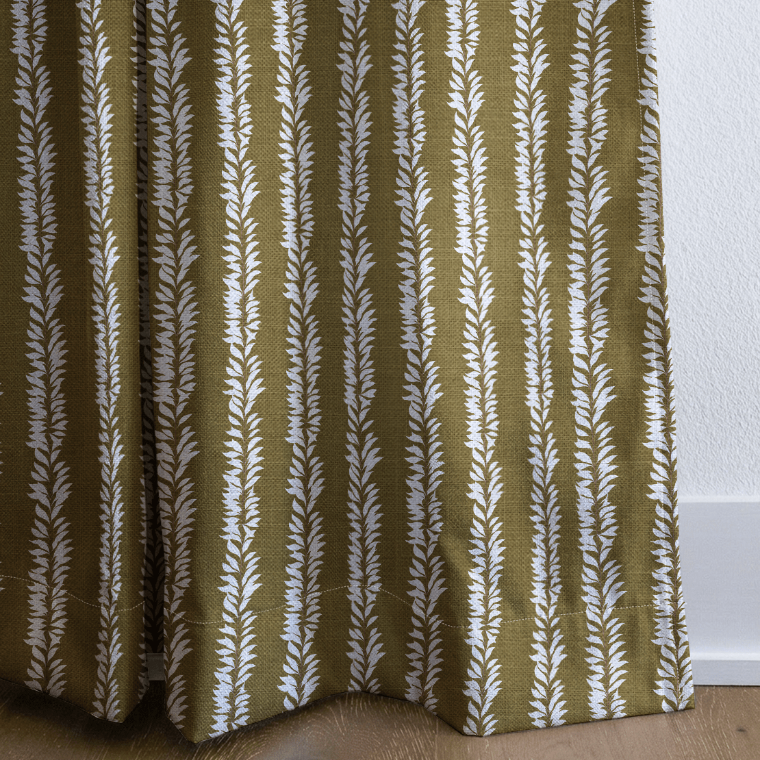 Leaf By Leaf - Golden Olive - Curtain Panel - The Drapery