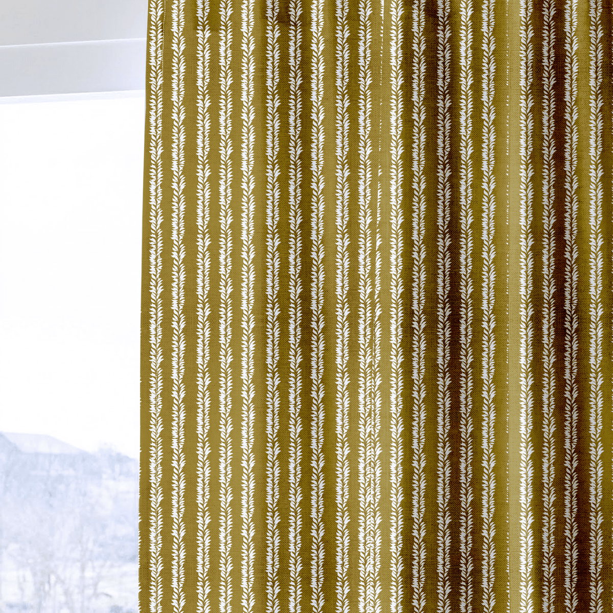 Leaf By Leaf - Golden Olive - Curtain Panel - The Drapery
