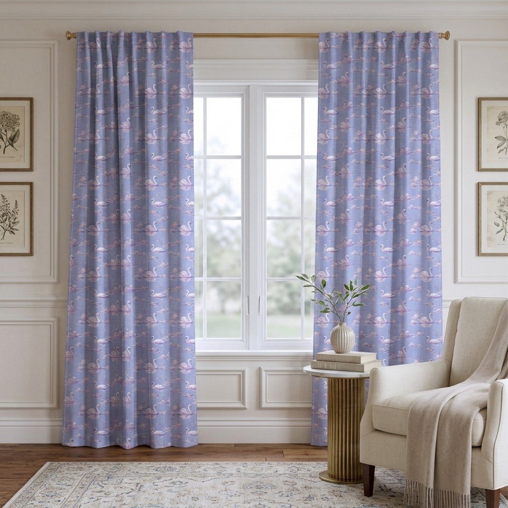 Lilac Swans - Curtain Panel - The Drapery