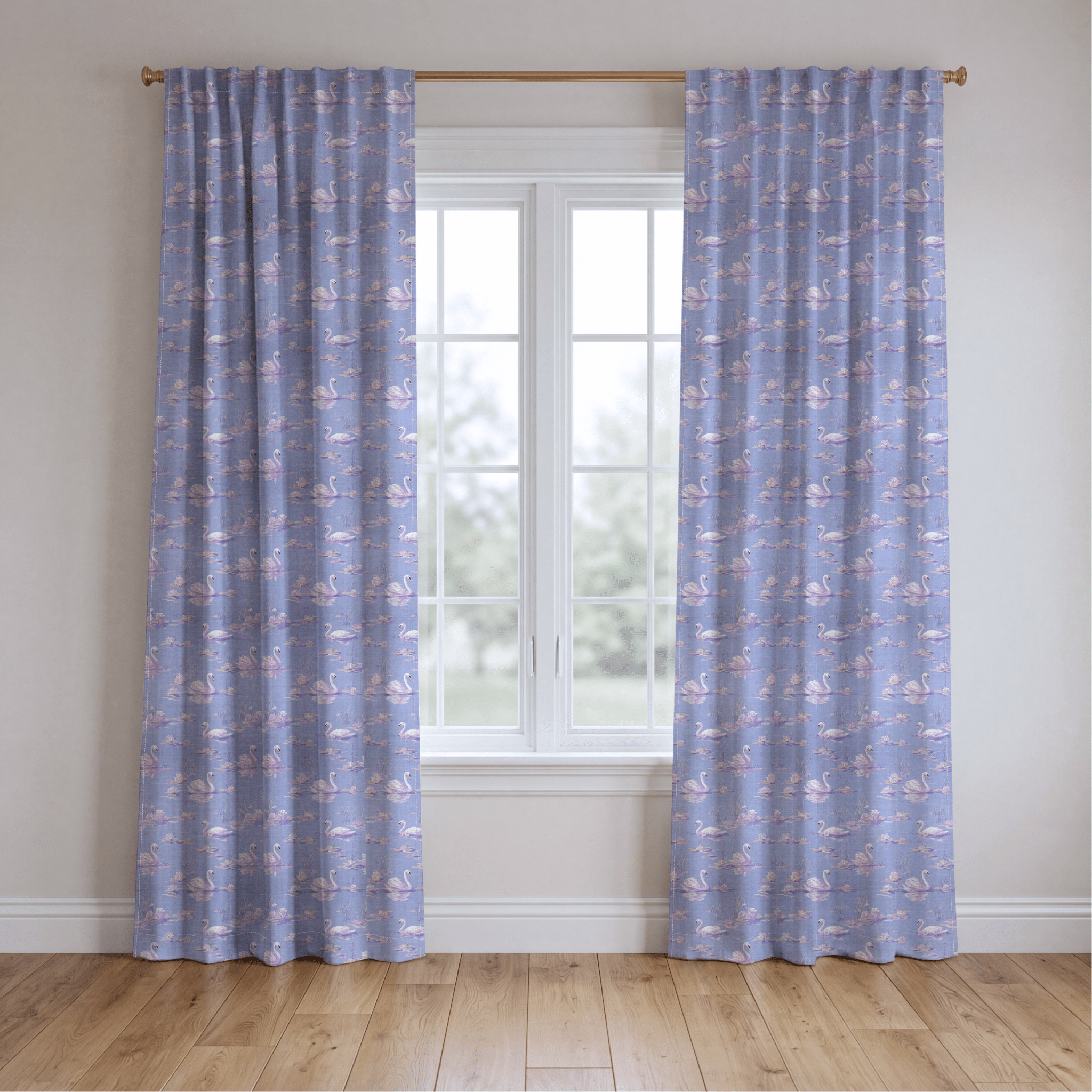 Lilac Swans - Curtain Panel - The Drapery