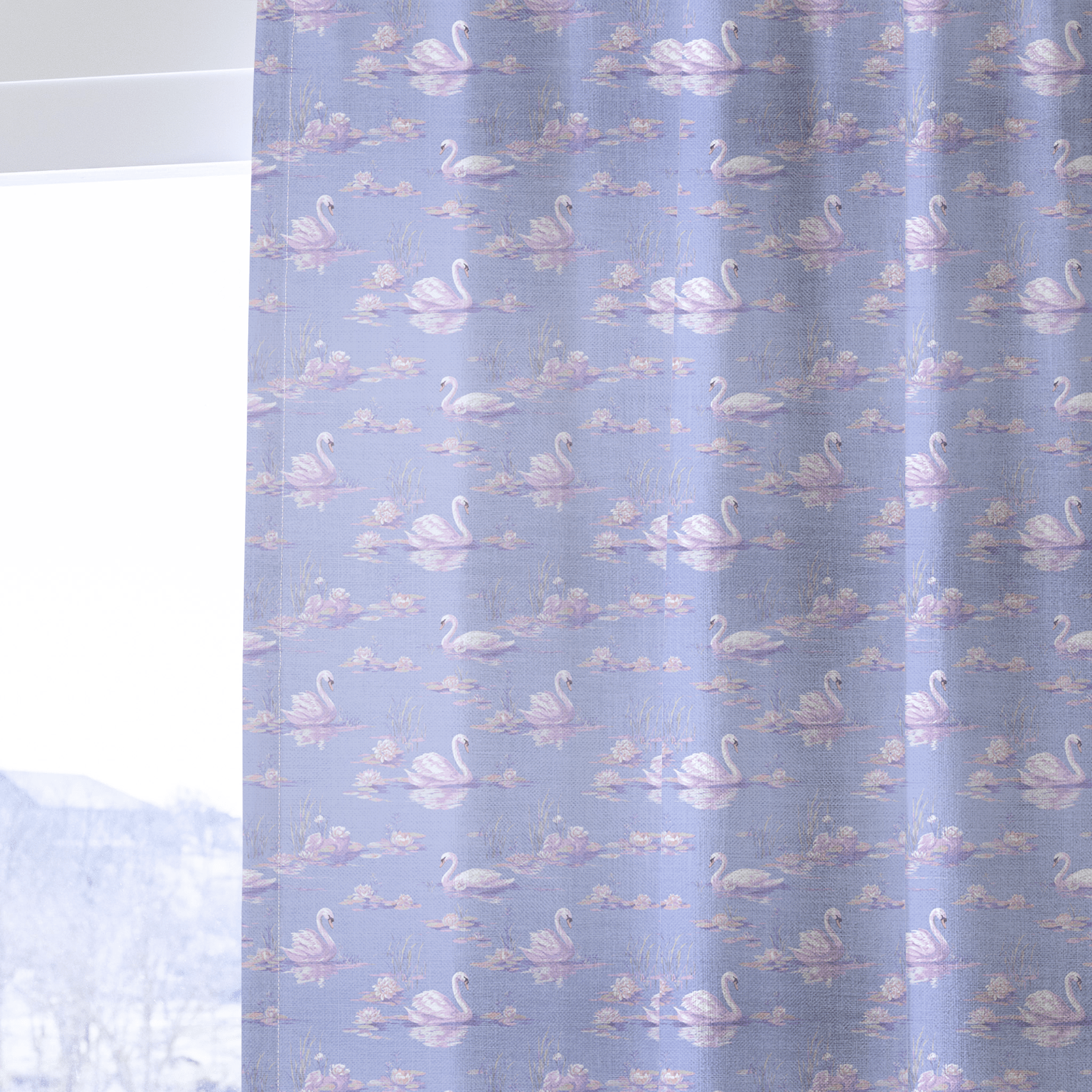 Lilac Swans - Curtain Panel - The Drapery