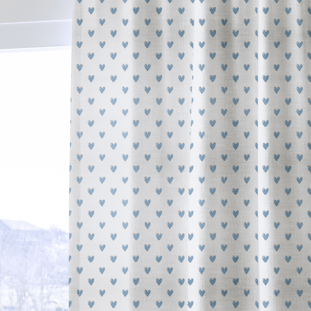 Little Blue Hearts - Curtain Panel - The Drapery